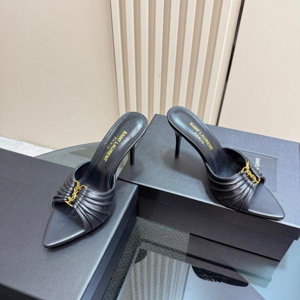 SAINT LAURENT Slide Slippers 9cm Women's Black