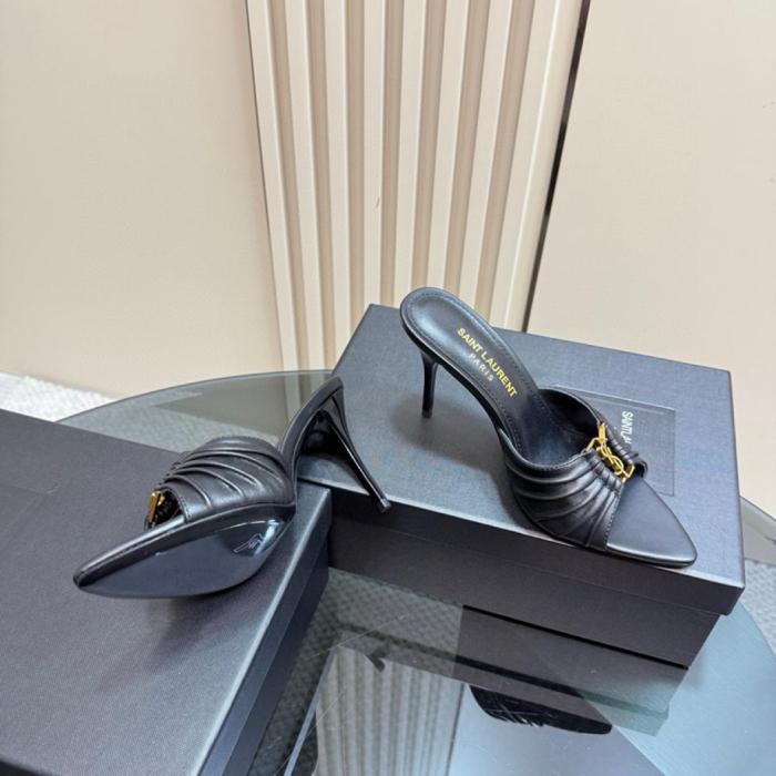 SAINT LAURENT Slide Slippers 9cm Women's Black