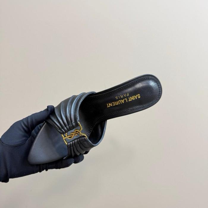 SAINT LAURENT Slide Slippers 9cm Women's Black