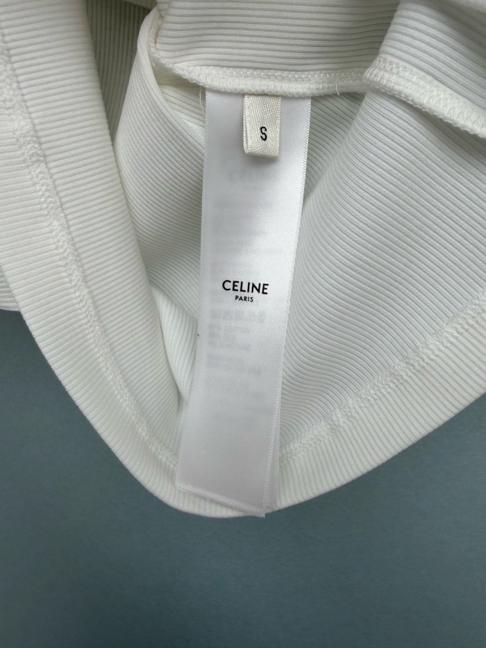 CELINE Triomphe Tank Top In Ribbed Silk Jersey