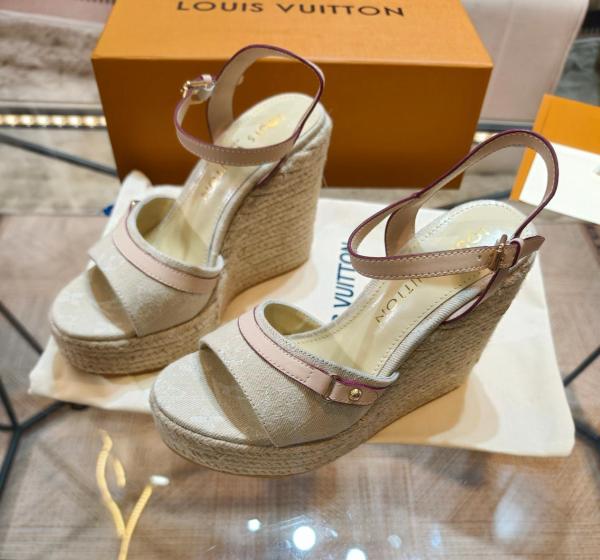 LOUIS VUITTON Helios Leather One Strap Sandals 8.5cm Women's Taupe
