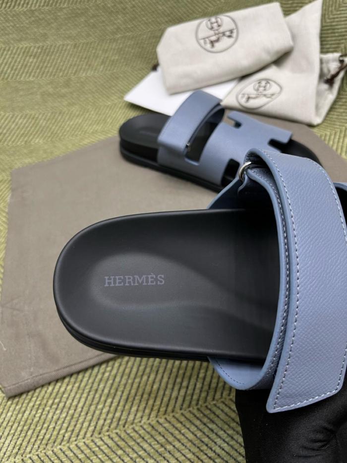 HERMES Chypre Slide Slippers Blue