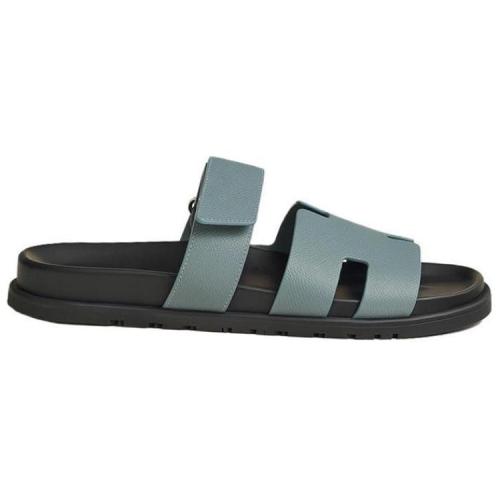 HERMES Chypre Slide Slippers Blue