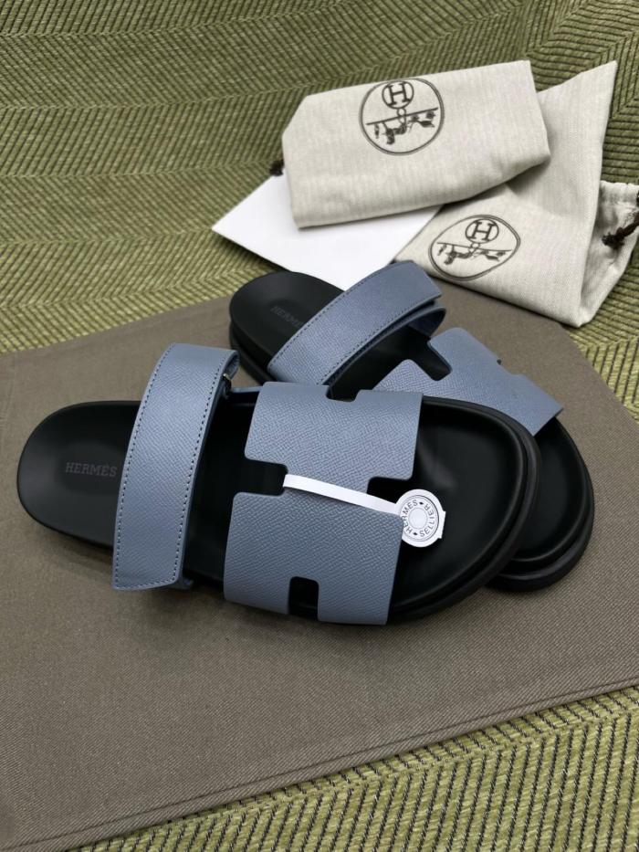 HERMES Chypre Slide Slippers Blue