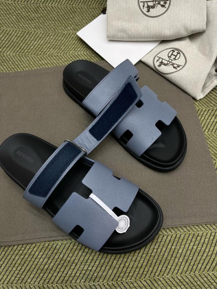 HERMES Chypre Slide Slippers Blue