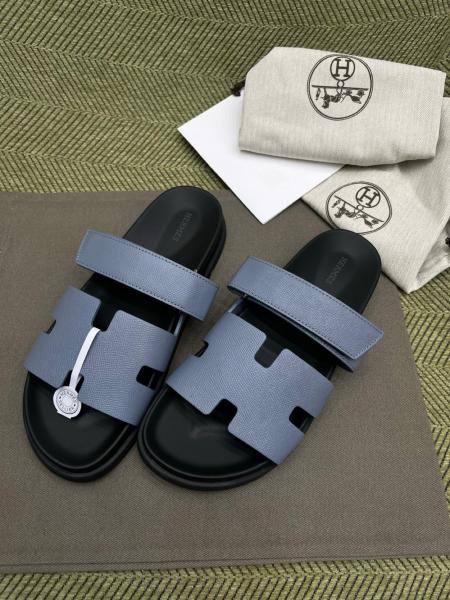 HERMES Chypre Slide Slippers Blue