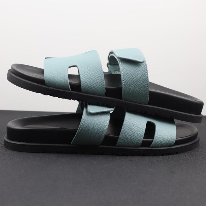 HERMES Chypre Slide Slippers Blue