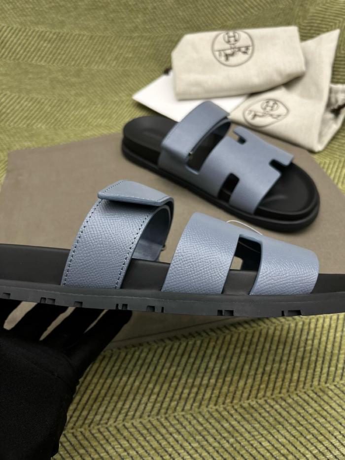 HERMES Chypre Slide Slippers Blue