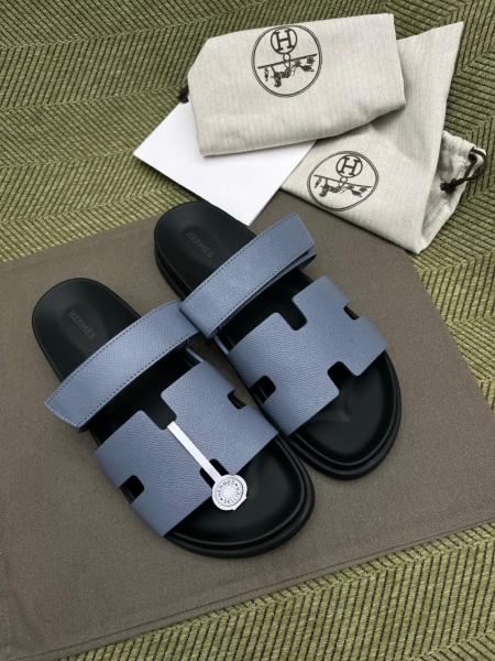 HERMES Chypre Slide Slippers Blue