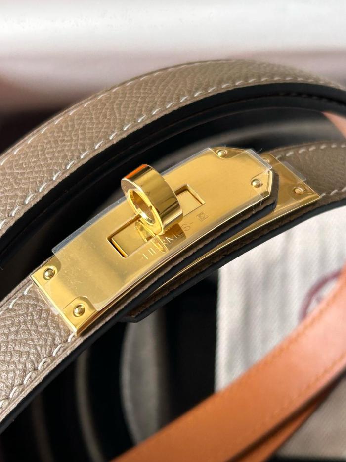 HERMES Kelly Calfskin Leather Belts Women's Width 1.8cm