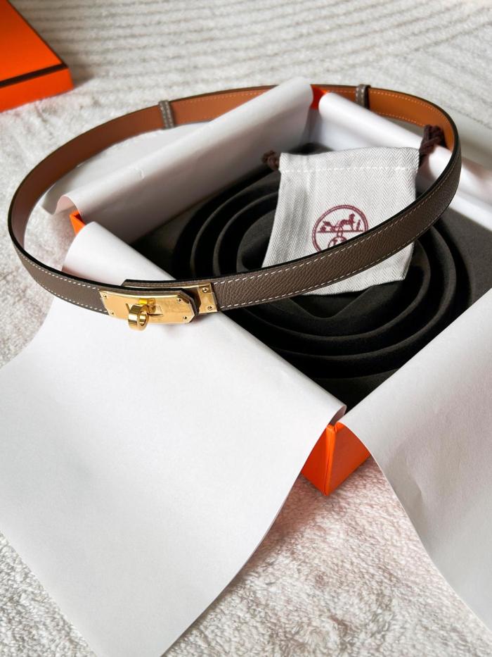 HERMES Kelly Calfskin Leather Belts Women's Width 1.8cm