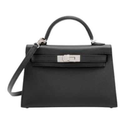 HERMES Mini Kelly 2 Epsom Leather Kelly Bag, Shoulder Bag, Crossbody Bag, Handbag 19 Women's 89 Noir Black H071302CK89 size L19cm W6cm H12cm