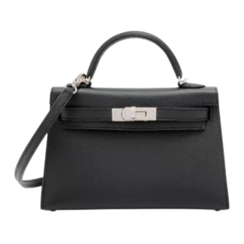 HERMES Mini Kelly 2 Epsom Leather Kelly Bag, Shoulder Bag, Crossbody Bag, Handbag 19 Women's 89 Noir Black H071302CK89 size L19cm W6cm H12cm