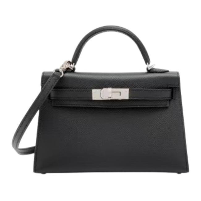 HERMES Mini Kelly 2 Epsom Leather Kelly Bag, Shoulder Bag, Crossbody Bag, Handbag 19 Women's 89 Noir Black H071302CK89 size L19cm W6cm H12cm