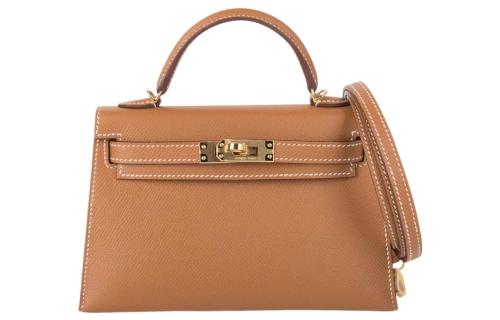HERMES Mini Kelly 2 Epsom Leather Kelly Bag, Shoulder Bag, Crossbody Bag, Handbag 19 Women's 37 Gold Brown H071302CC37 size L19*cm W6cm H12cm  