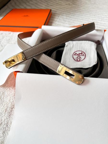 HERMES Kelly Calfskin Leather Belts Women's Width 1.8cm