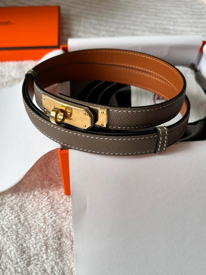 HERMES Kelly Calfskin Leather Belts Women's Width 1.8cm