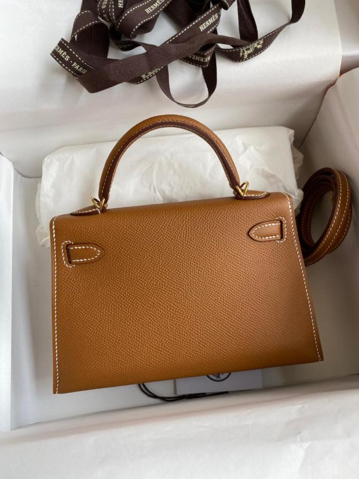 HERMES Mini Kelly 2 Epsom Leather Kelly Bag, Shoulder Bag, Crossbody Bag, Handbag 19 Women's 37 Gold Brown H071302CC37 size L19*cm W6cm H12cm  