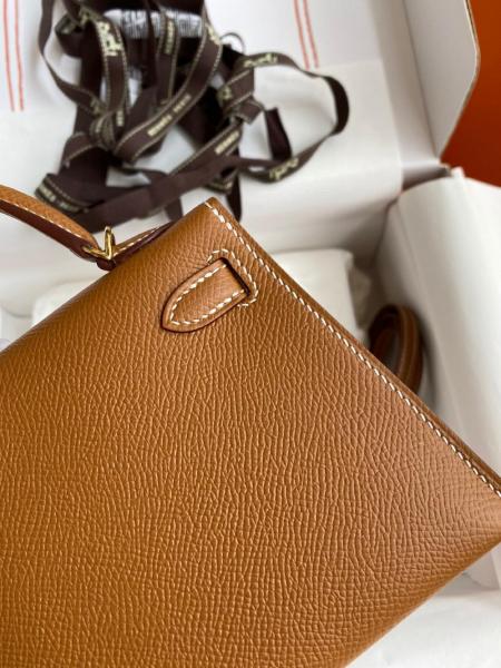 HERMES Mini Kelly 2 Epsom Leather Kelly Bag, Shoulder Bag, Crossbody Bag, Handbag 19 Women's 37 Gold Brown H071302CC37 size L19*cm W6cm H12cm  