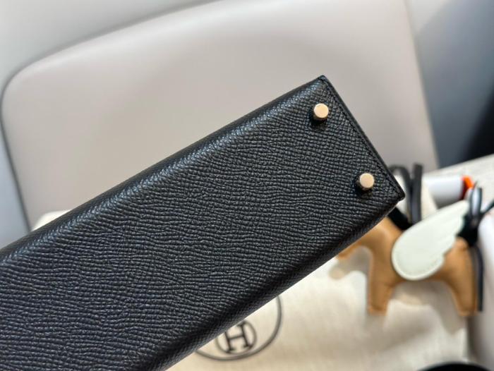 HERMES Mini Kelly 2 Epsom Leather Kelly Bag, Shoulder Bag, Crossbody Bag, Handbag 19 Women's 89 Noir Black H071302CK89 size L19cm W6cm H12cm