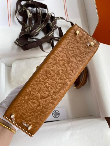 HERMES Mini Kelly 2 Epsom Leather Kelly Bag, Shoulder Bag, Crossbody Bag, Handbag 19 Women's 37 Gold Brown H071302CC37 size L19*cm W6cm H12cm  