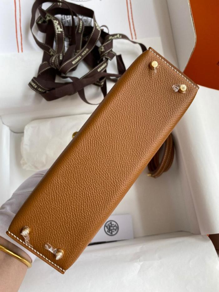 HERMES Mini Kelly 2 Epsom Leather Kelly Bag, Shoulder Bag, Crossbody Bag, Handbag 19 Women's 37 Gold Brown H071302CC37 size L19*cm W6cm H12cm  