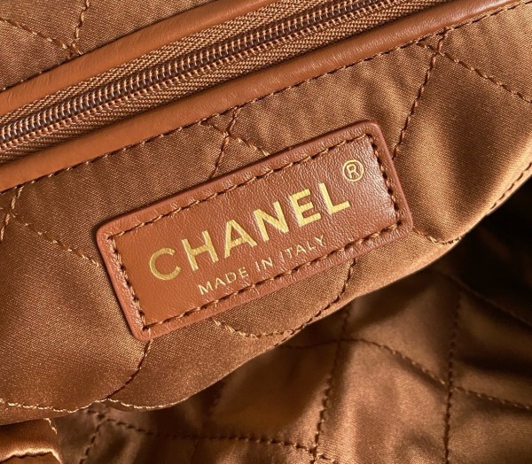 CHANEL Cow Leather Bucket Bag, Handbag, Shoulder Bag Small Women's Orange Brown AS3260-B08037-NO205 size 37*8*34.5cm