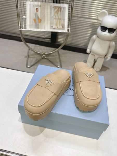 PRADA Closed Toe Slippers Women's Desert Yellow