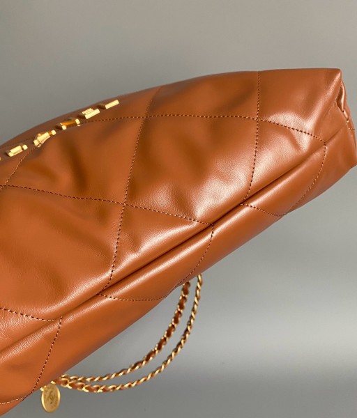 CHANEL Cow Leather Bucket Bag, Handbag, Shoulder Bag Small Women's Orange Brown AS3260-B08037-NO205 size 37*8*34.5cm