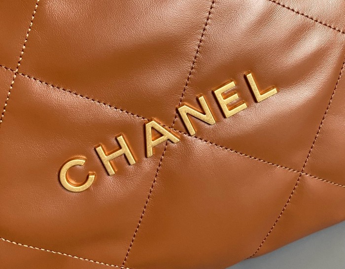 CHANEL Cow Leather Bucket Bag, Handbag, Shoulder Bag Small Women's Orange Brown AS3260-B08037-NO205 size 37*8*34.5cm