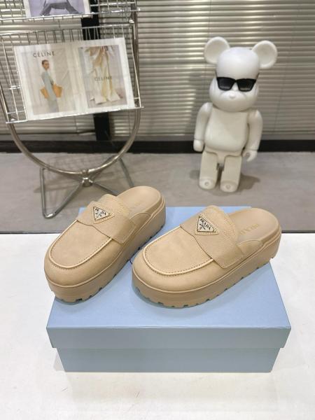 PRADA Closed Toe Slippers Women's Desert Yellow