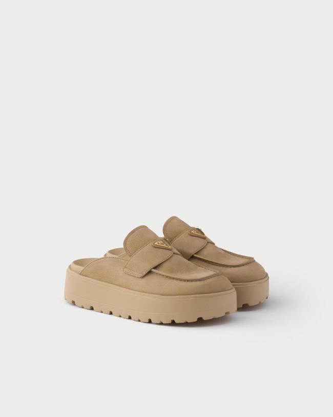 PRADA Closed Toe Slippers Women's Desert Yellow