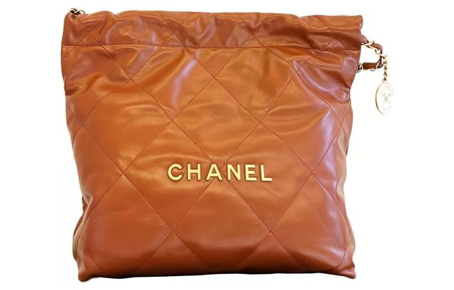 CHANEL Cow Leather Bucket Bag, Handbag, Shoulder Bag Small Women's Orange Brown AS3260-B08037-NO205 size 37*8*34.5cm