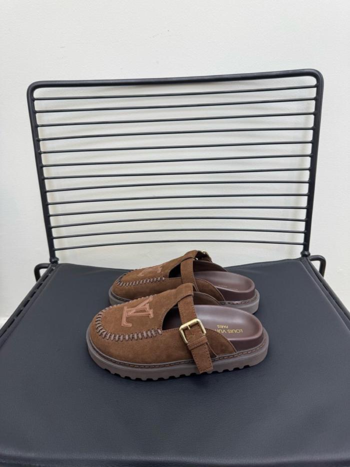 LOUIS VUITTON Colorado Closed Toe Slippers Women's Brown