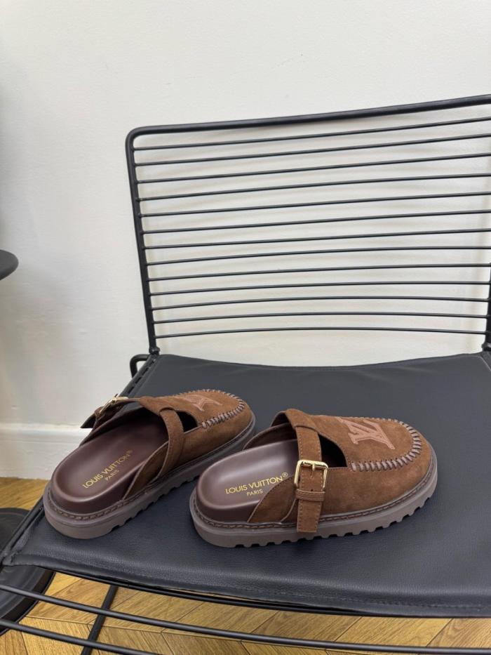 LOUIS VUITTON Colorado Closed Toe Slippers Women's Brown