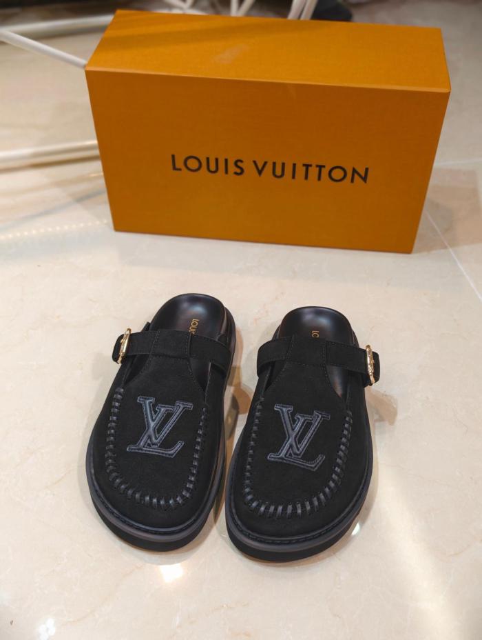 LOUIS VUITTON Colorado Closed Toe Slippers Women's Black