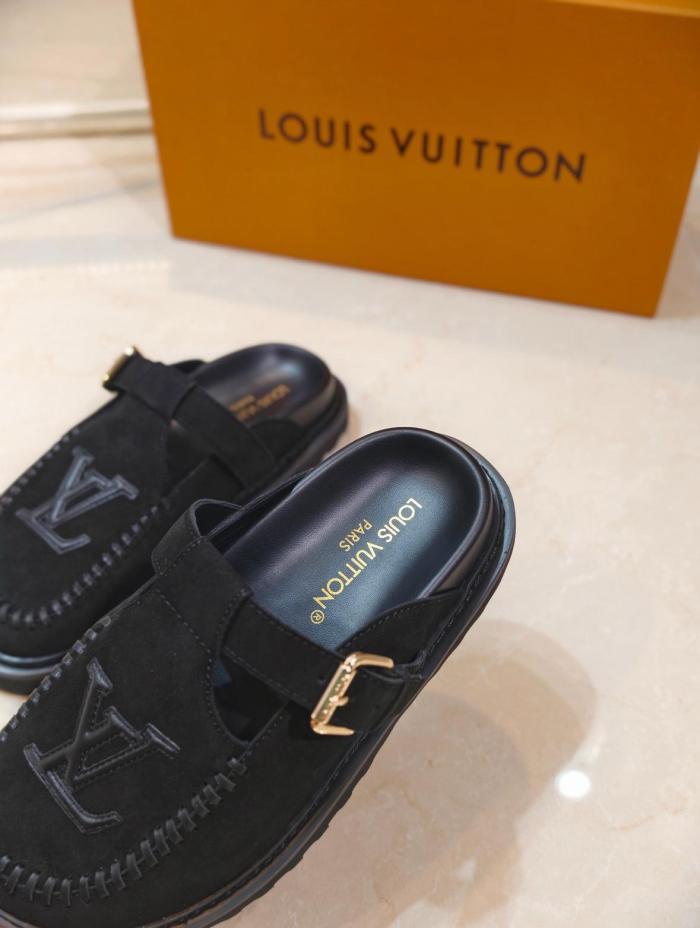 LOUIS VUITTON Colorado Closed Toe Slippers Women's Black