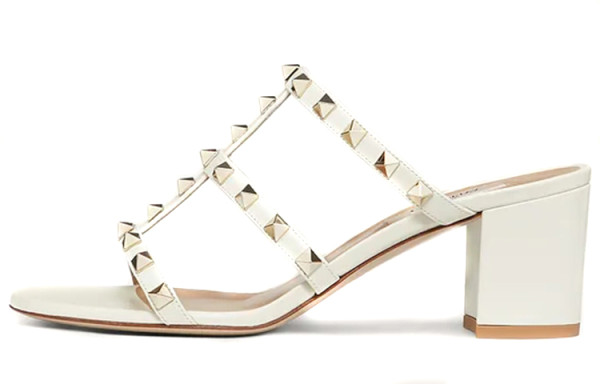 Valentino Rockstud Block Heel High Heels 6CM Women's White