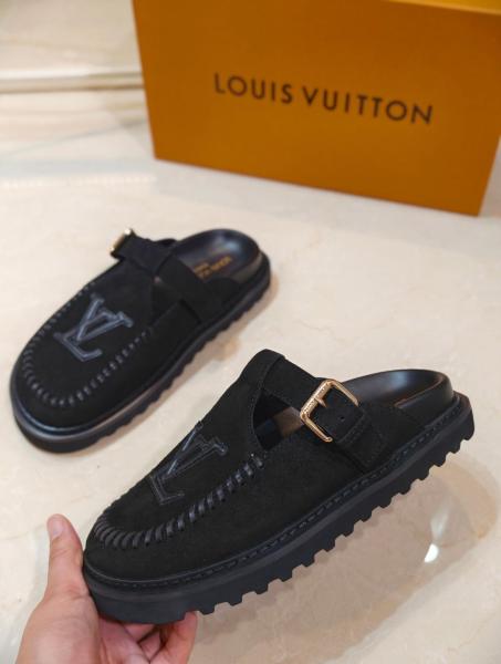 LOUIS VUITTON Colorado Closed Toe Slippers Women's Black