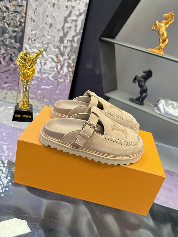 LOUIS VUITTON Colorado Closed Toe Slippers Women's Beige
