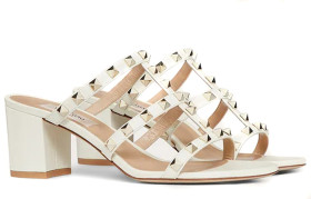 Valentino Rockstud Block Heel High Heels 6CM Women's White