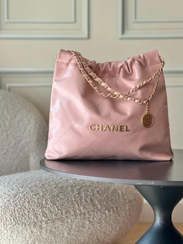 CHANEL 22Bag Smooth Finish Calfskin Portable Crossbody Bag, Shoulder Bag Small Women's Pink AS3260-B08037-NH622 size 35*37*7cm 