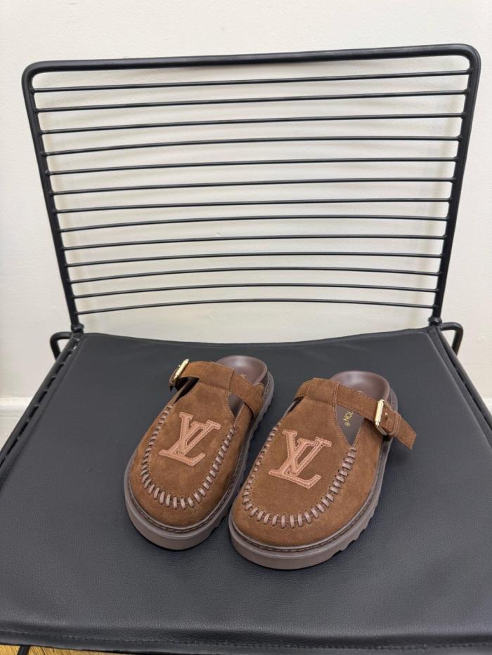 LOUIS VUITTON Colorado Closed Toe Slippers Women's Brown