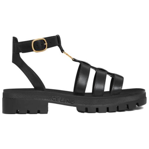 CELINE Leather Roman Sandals 4cm Women's Black