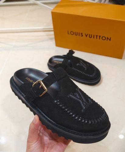 LOUIS VUITTON Colorado Closed Toe Slippers Women's Black