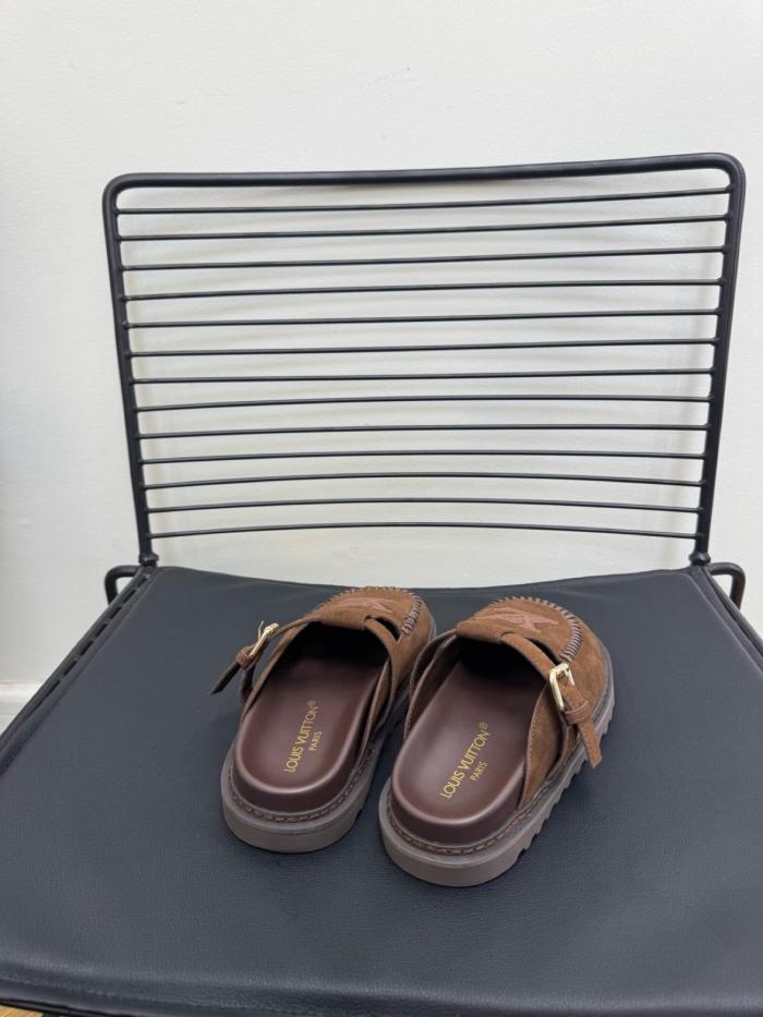 LOUIS VUITTON Colorado Closed Toe Slippers Women's Brown