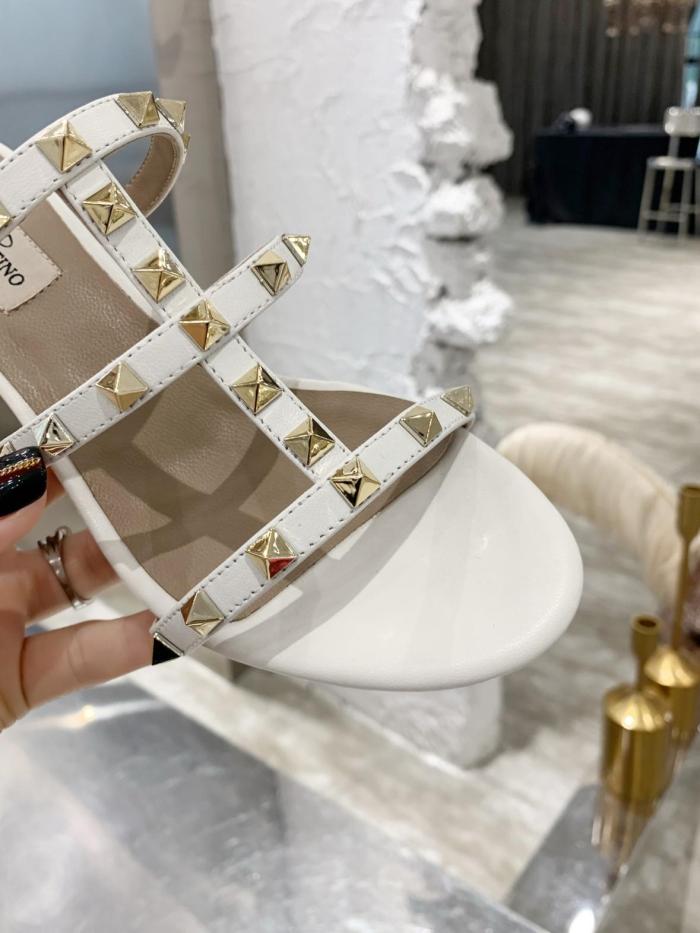Valentino Rockstud Block Heel High Heels 6CM Women's White