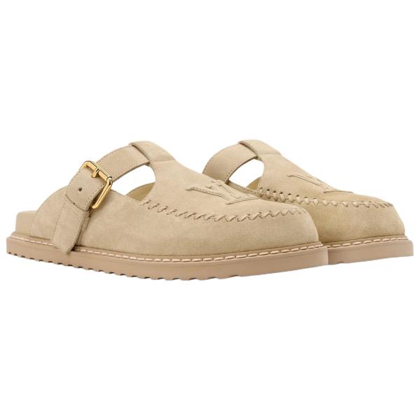 LOUIS VUITTON Colorado Closed Toe Slippers Women's Beige