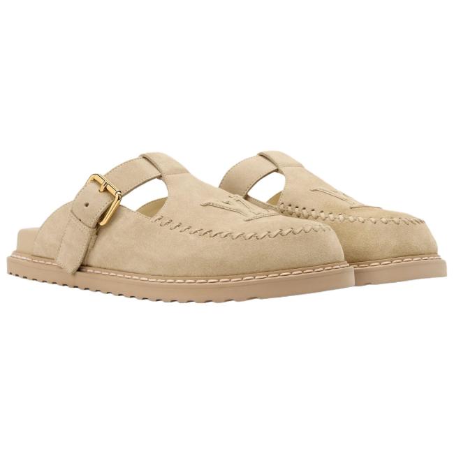 LOUIS VUITTON Colorado Closed Toe Slippers Women's Beige