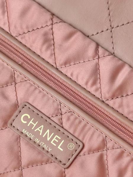 CHANEL 22Bag Smooth Finish Calfskin Portable Crossbody Bag, Shoulder Bag Small Women's Pink AS3260-B08037-NH622 size 35*37*7cm 